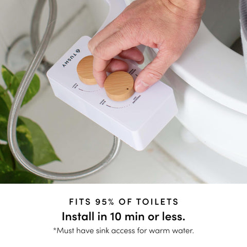 TUSHY Spa requires a nearby sink for connection and temperature control setup.