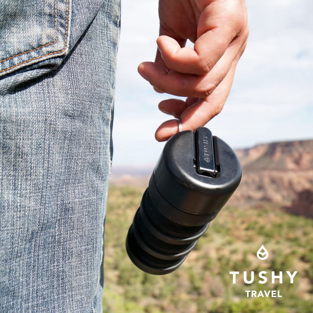 TUSHY Travel Bidet weighs 5.3 oz when empty for light packing.