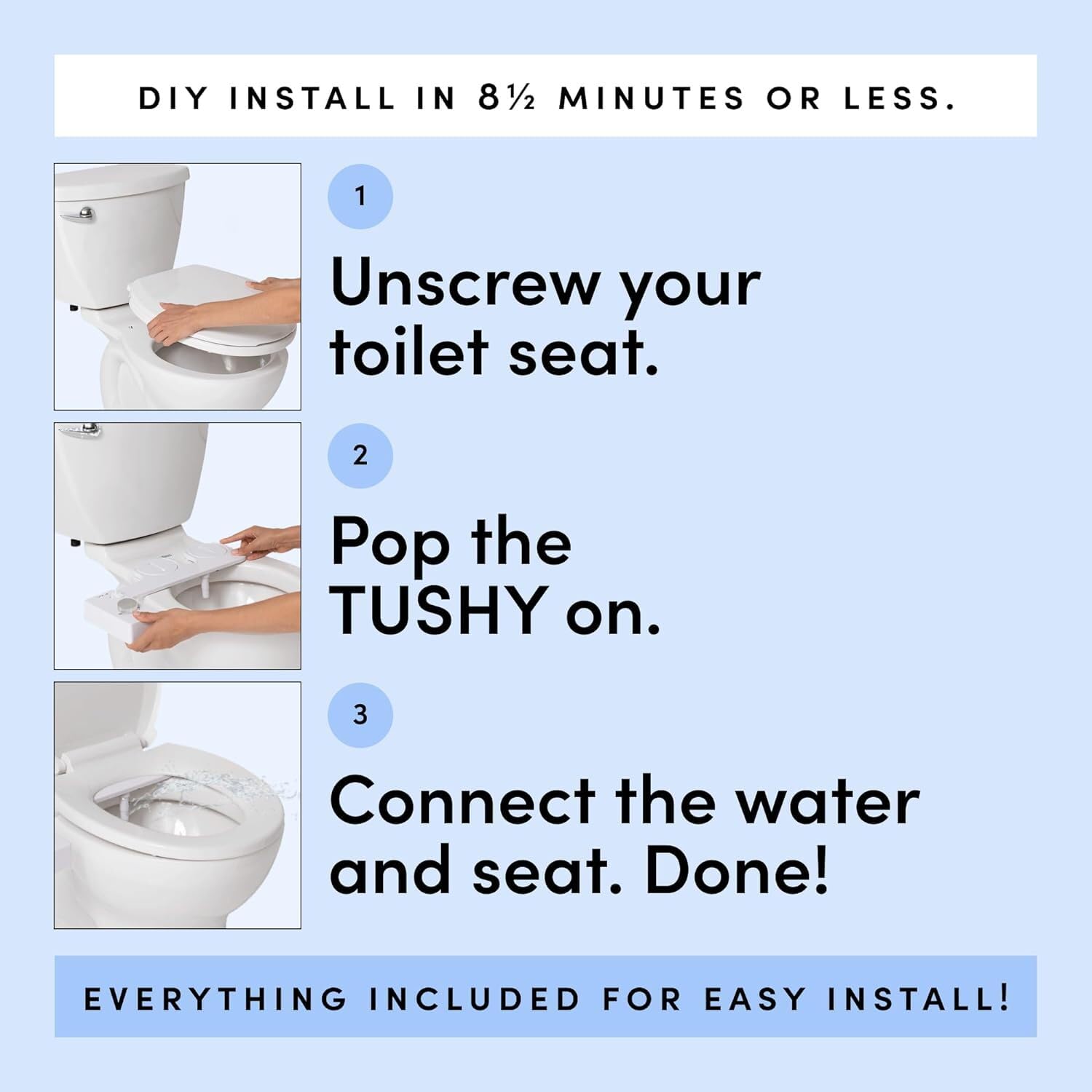TUSHY Adjustable water pressure knob lets you customize cleansing strength.