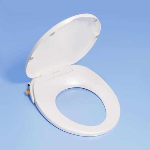 TUSHY Wave bidet seat front view showcases compact design for tight spaces.