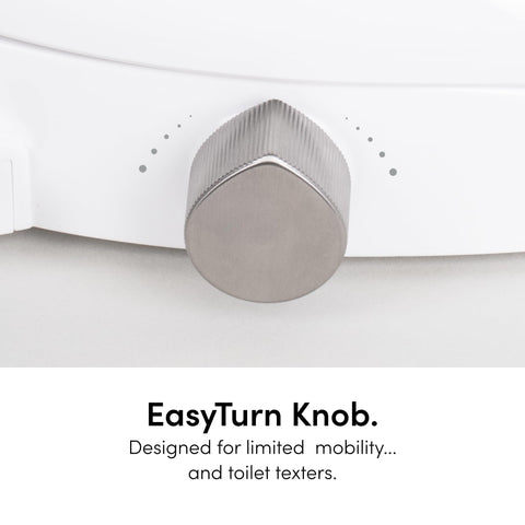 TUSHY Wave water pressure knob offers customizable cleansing intensity.