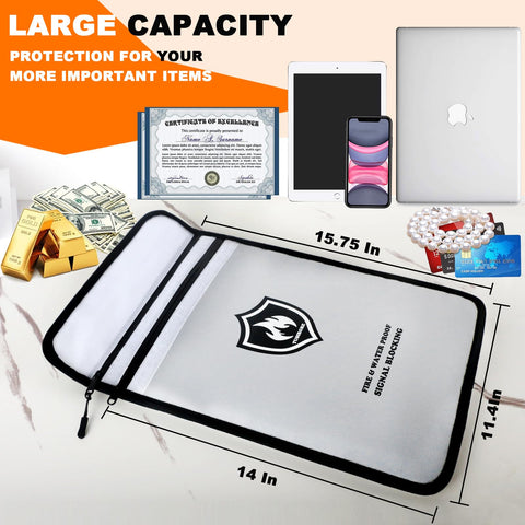 Tusirgre 6200°F fireproof bag protects devices and documents from heat.