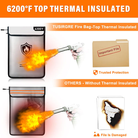 Tusirgre 6200°F fireproof bag inner shield blocks high-frequency signals.