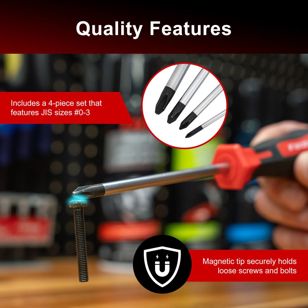 TUSK JIS screwdriver set tip #1 closeup for small fasteners and electronics.
