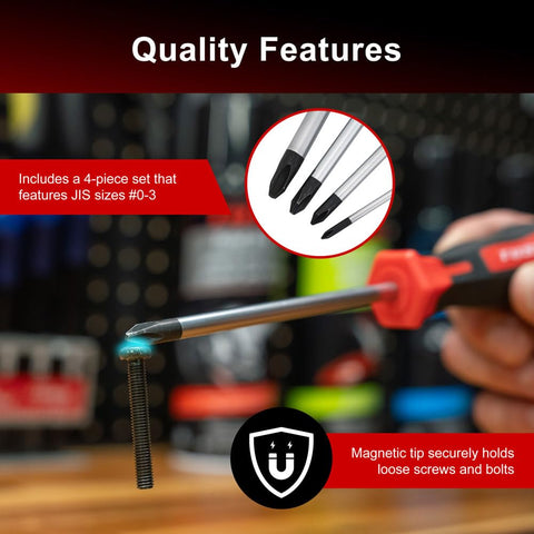 TUSK JIS screwdriver set tip #1 closeup for small fasteners and electronics.