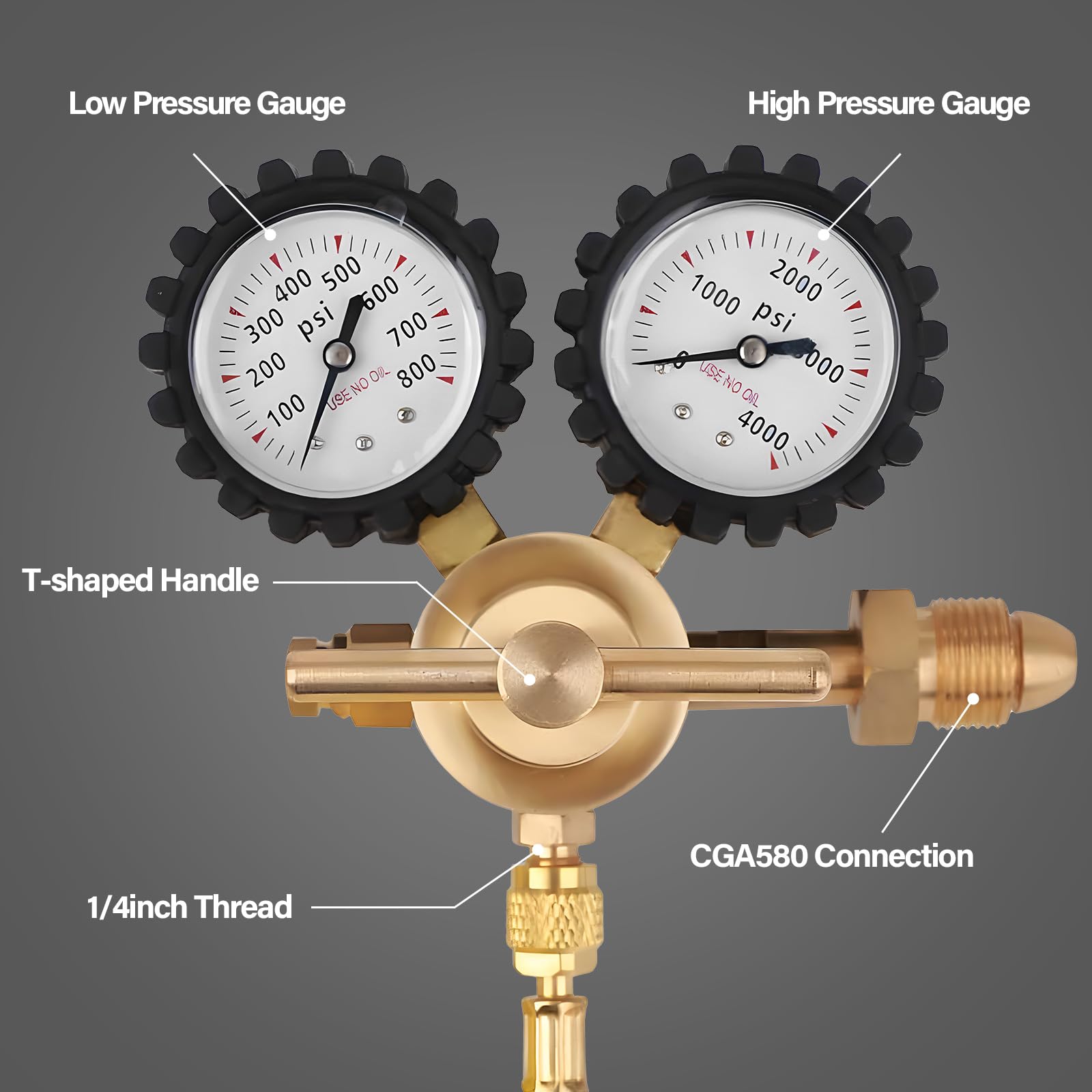 Tutor Auto regulator dual gauges clearly displayed for setup accuracy.