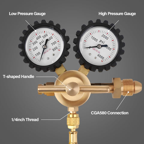 Tutor Auto regulator dual gauges clearly displayed for setup accuracy.