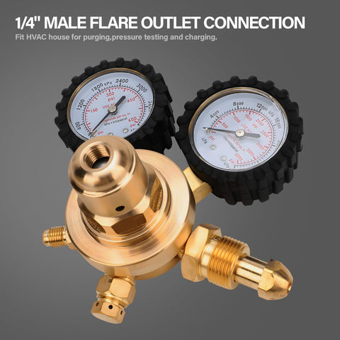 Tutor Auto 1/4-inch flare outlet connects to HVAC charging hoses.