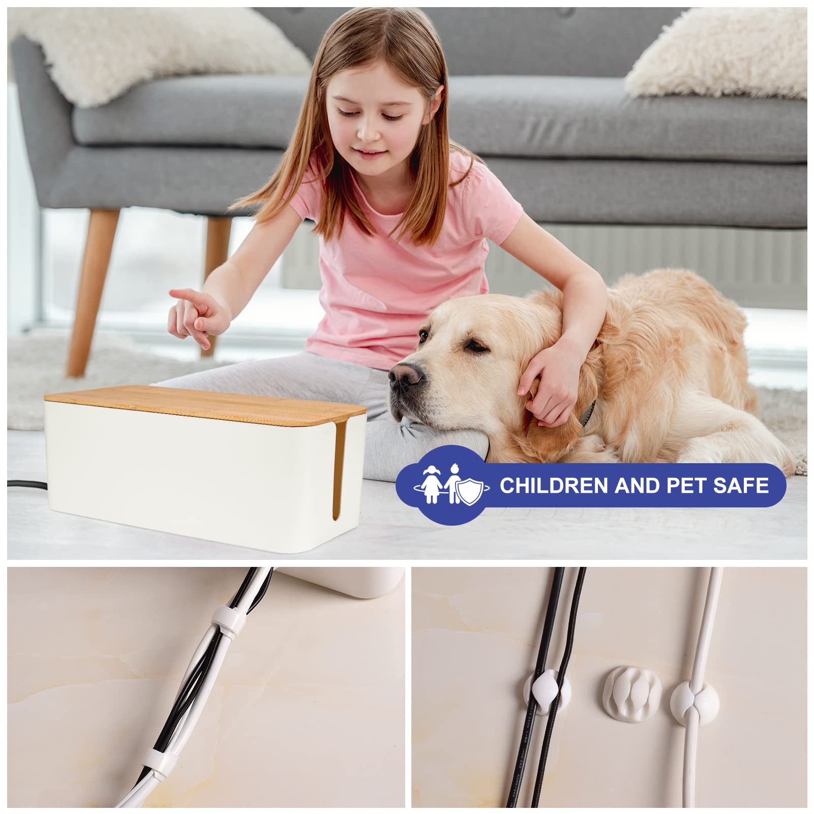 TuweChen kids safe cable box prevents tripping near electronics