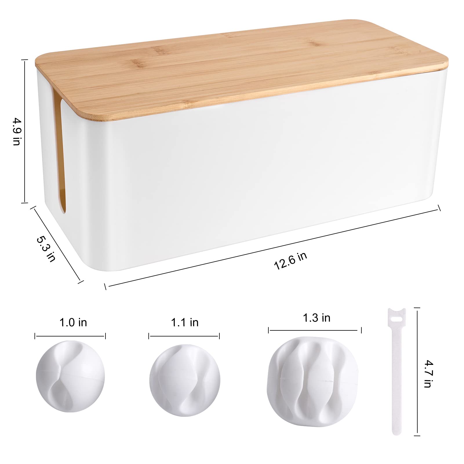 TuweChen white cable box neatly tucks power strips away