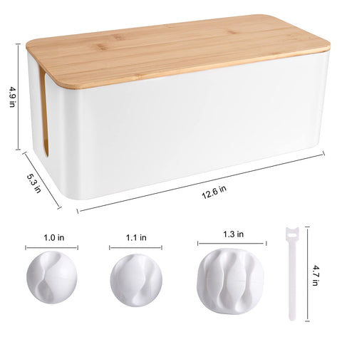 TuweChen white cable box neatly tucks power strips away