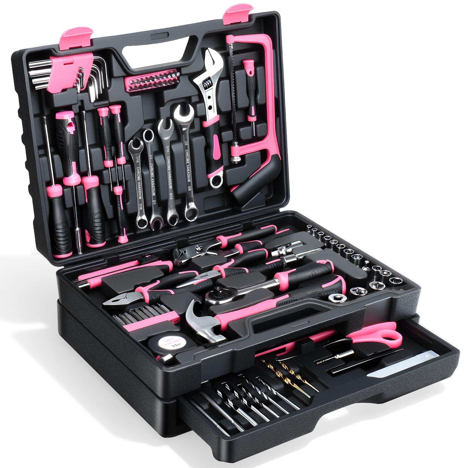 TVERIM 412-piece tool set for home and auto repairs, versatile for everyday projects.