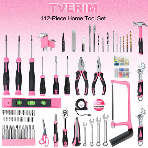 TVERIM upgraded double-decker toolbox with drawer, organized storage for easy access.