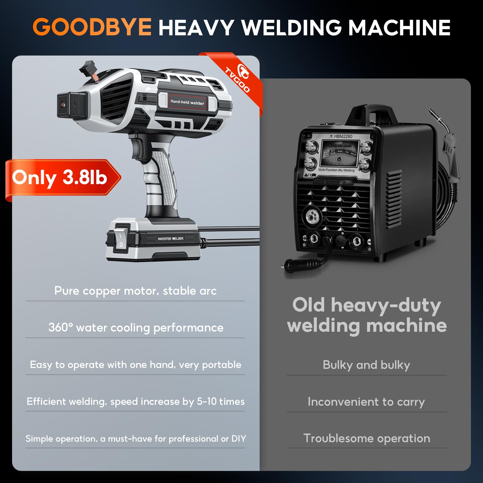 Tvgoo six-knob power control lets you dial from light to heavy gauge metal.