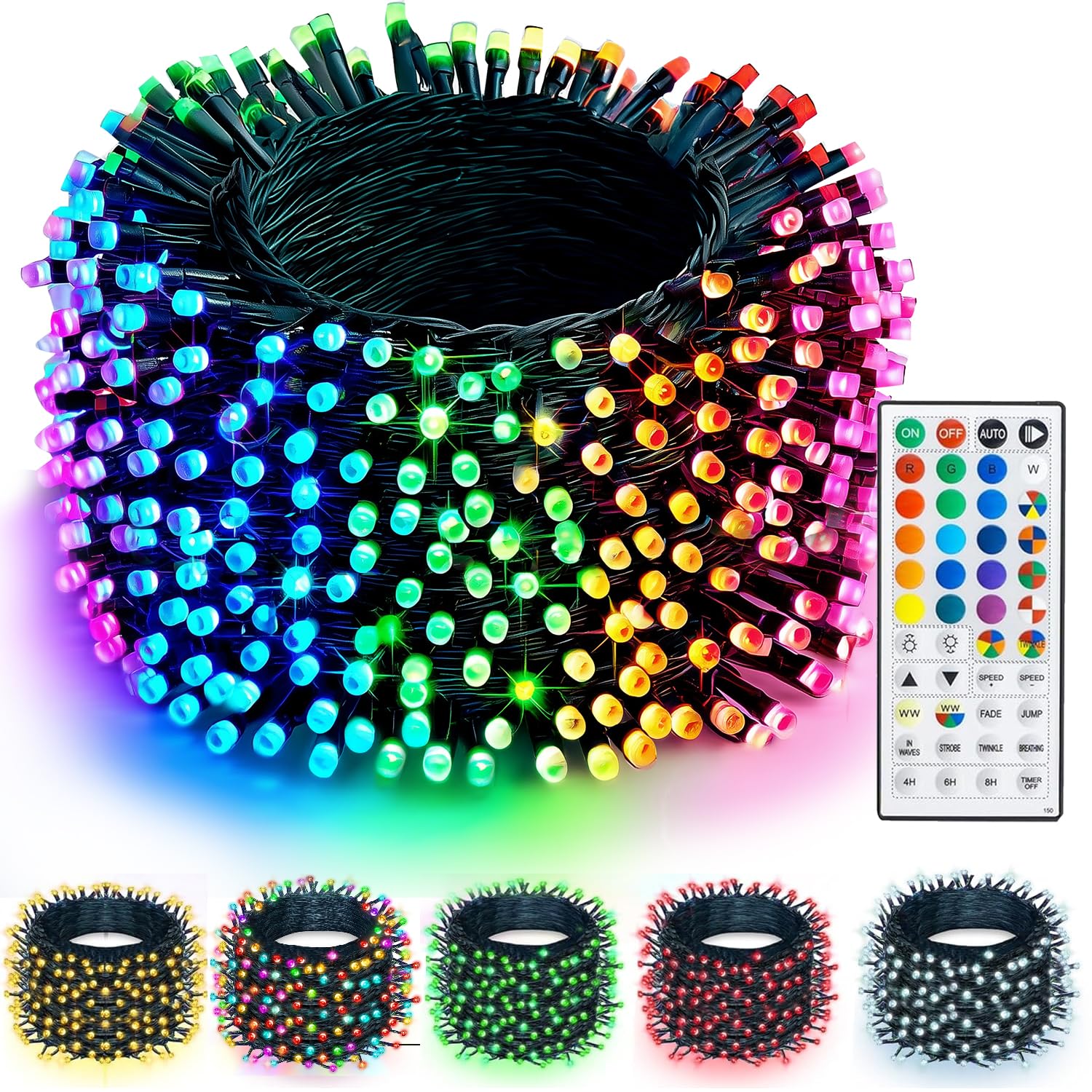 TW SHINE color-changing Christmas lights 66ft length for indoor and outdoor decor