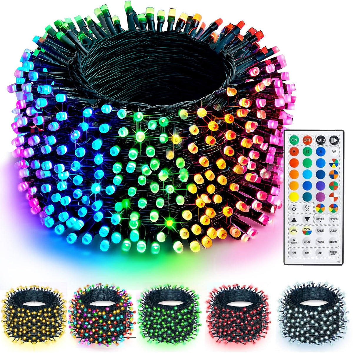 TW SHINE color-changing Christmas lights 66ft length for indoor and outdoor decor