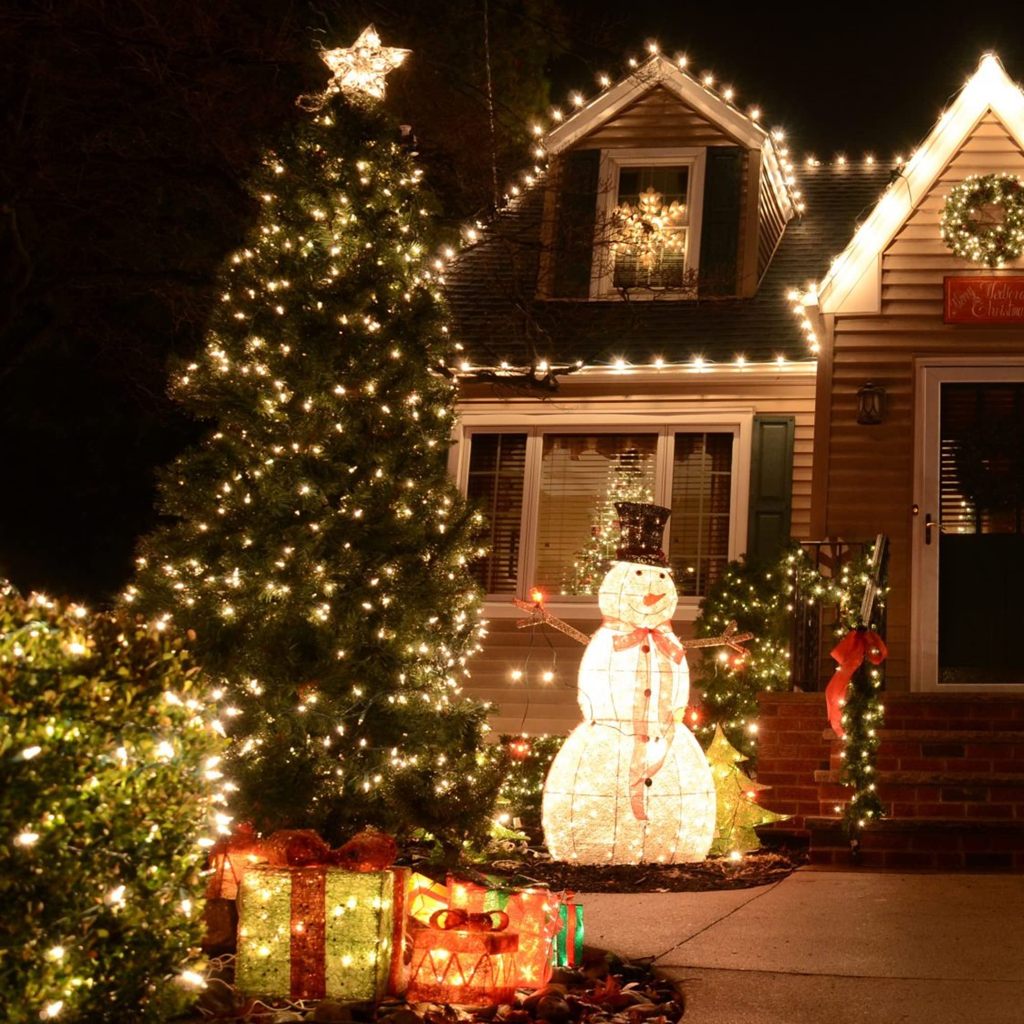 TW SHINE warm white lighting for trees, windows, and fences.