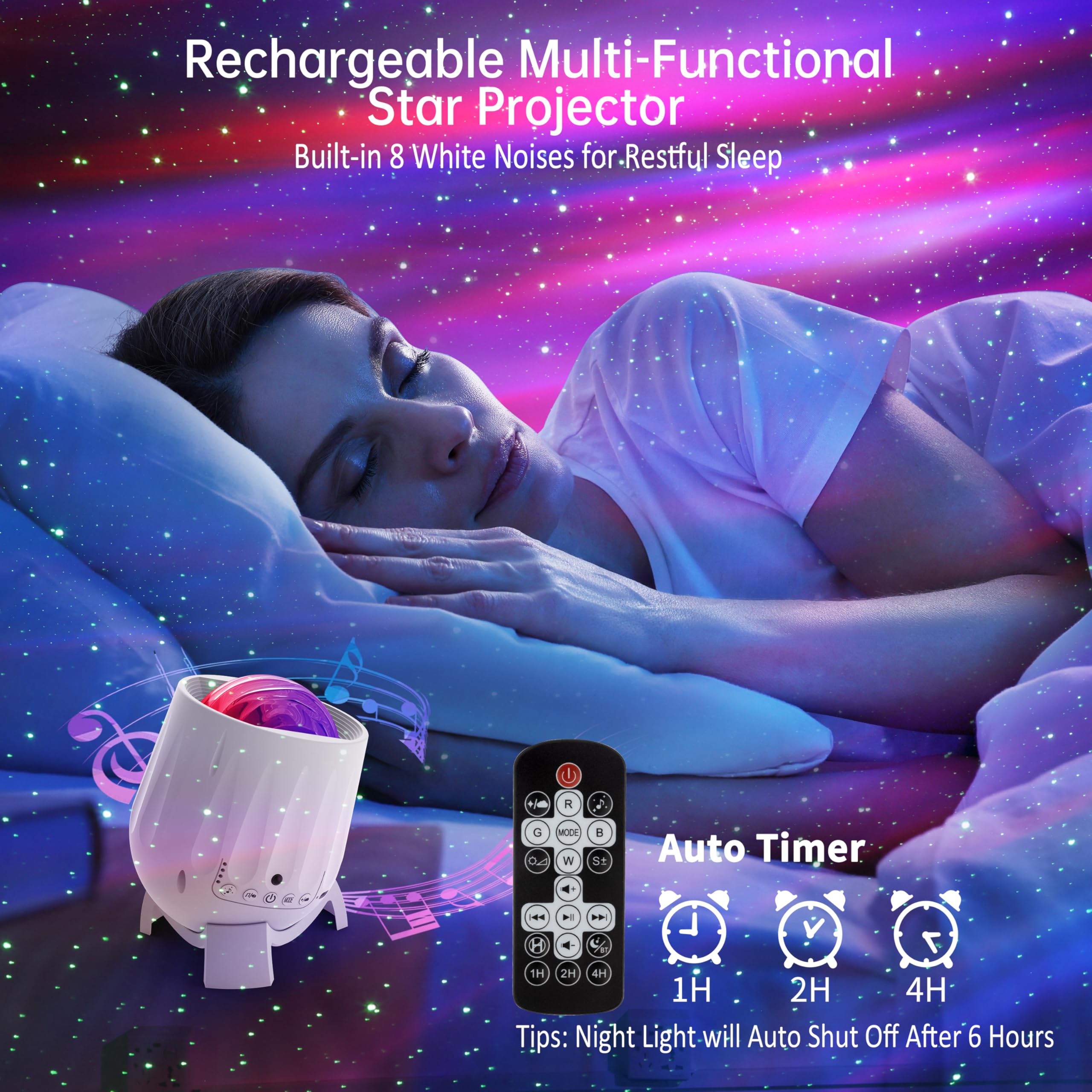 Twelvetooo Bluetooth speaker syncs aurora visuals for music nights.