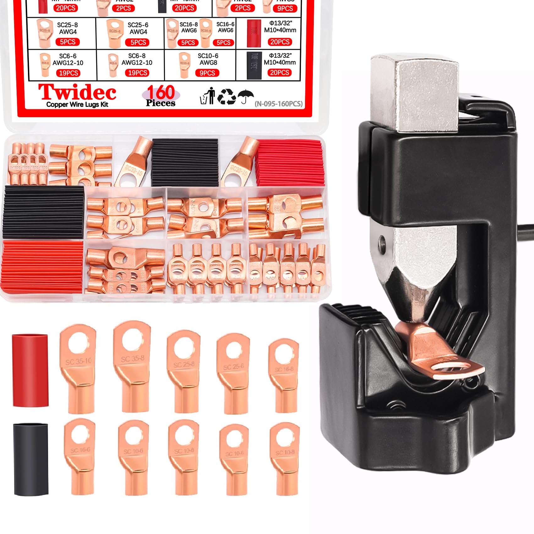 Twidec battery terminal ends kit for versatile automotive wiring tasks.
