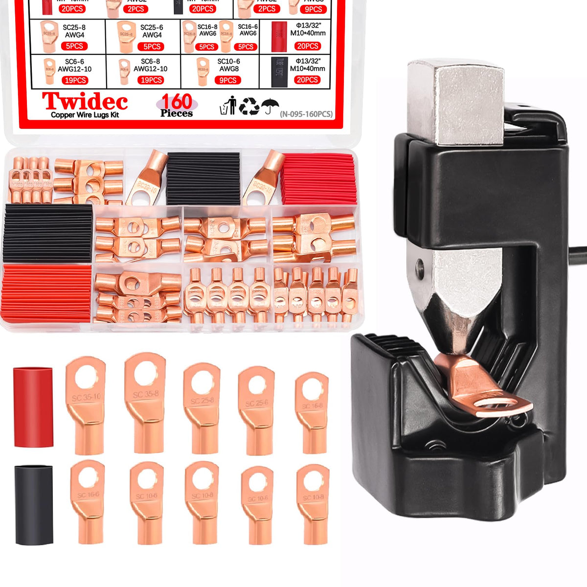 Twidec battery terminal ends kit for versatile automotive wiring tasks.