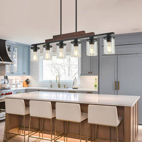 Twig farmhouse chandelier at 25-inch length fits dining spaces.