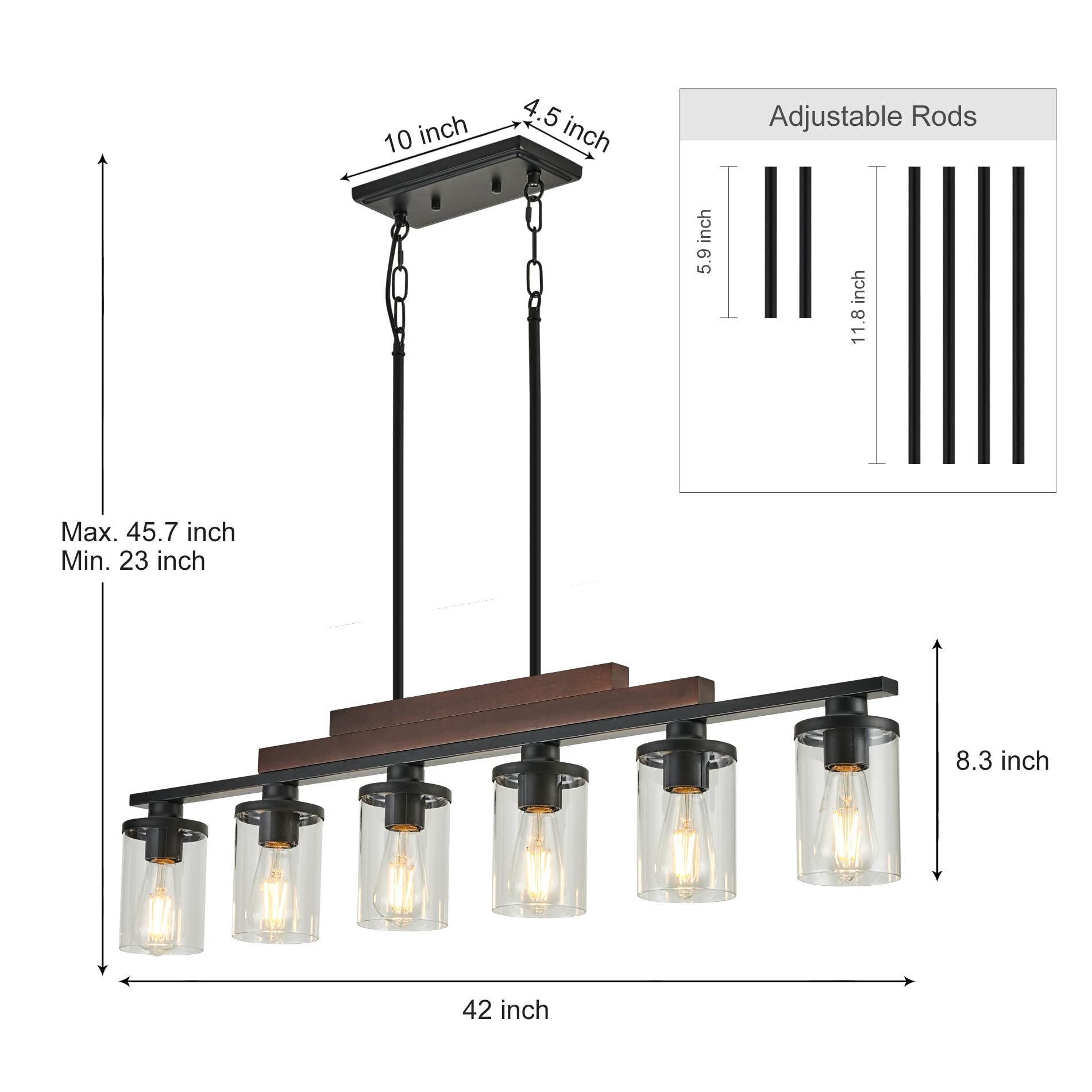 Twig Farmhouse Chandelier glass shade diffuses light softly and evenly.