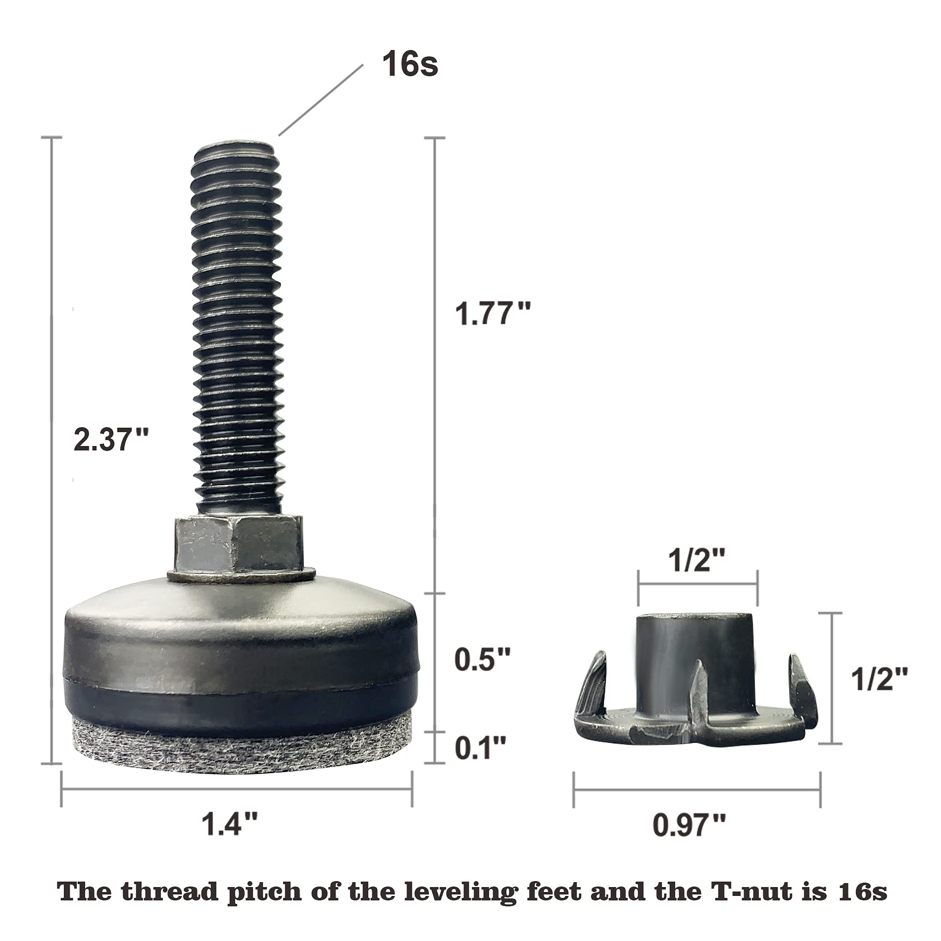 Close-up of TWIG leveler base for stability on large furniture