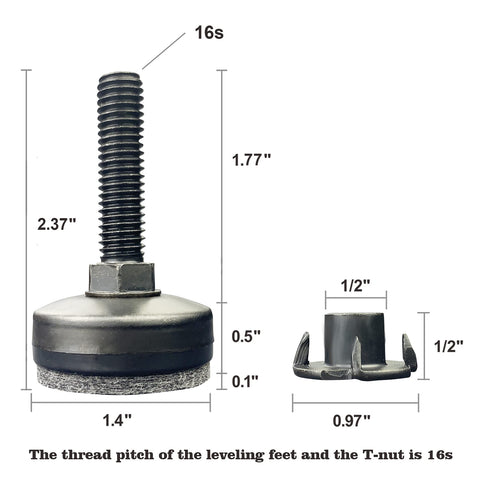 Close-up of TWIG leveler base for stability on large furniture