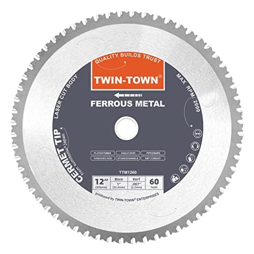 Twin-Town 12in 60T cermet teeth close-up for precise long-lasting cuts