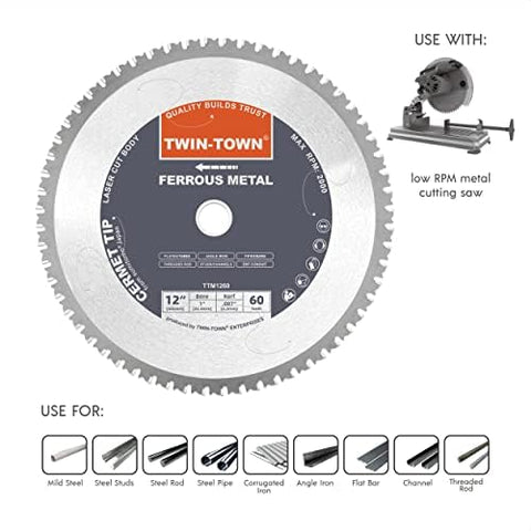 Twin-Town metal-cutting blade in action cutting mild steel with controlled sparks
