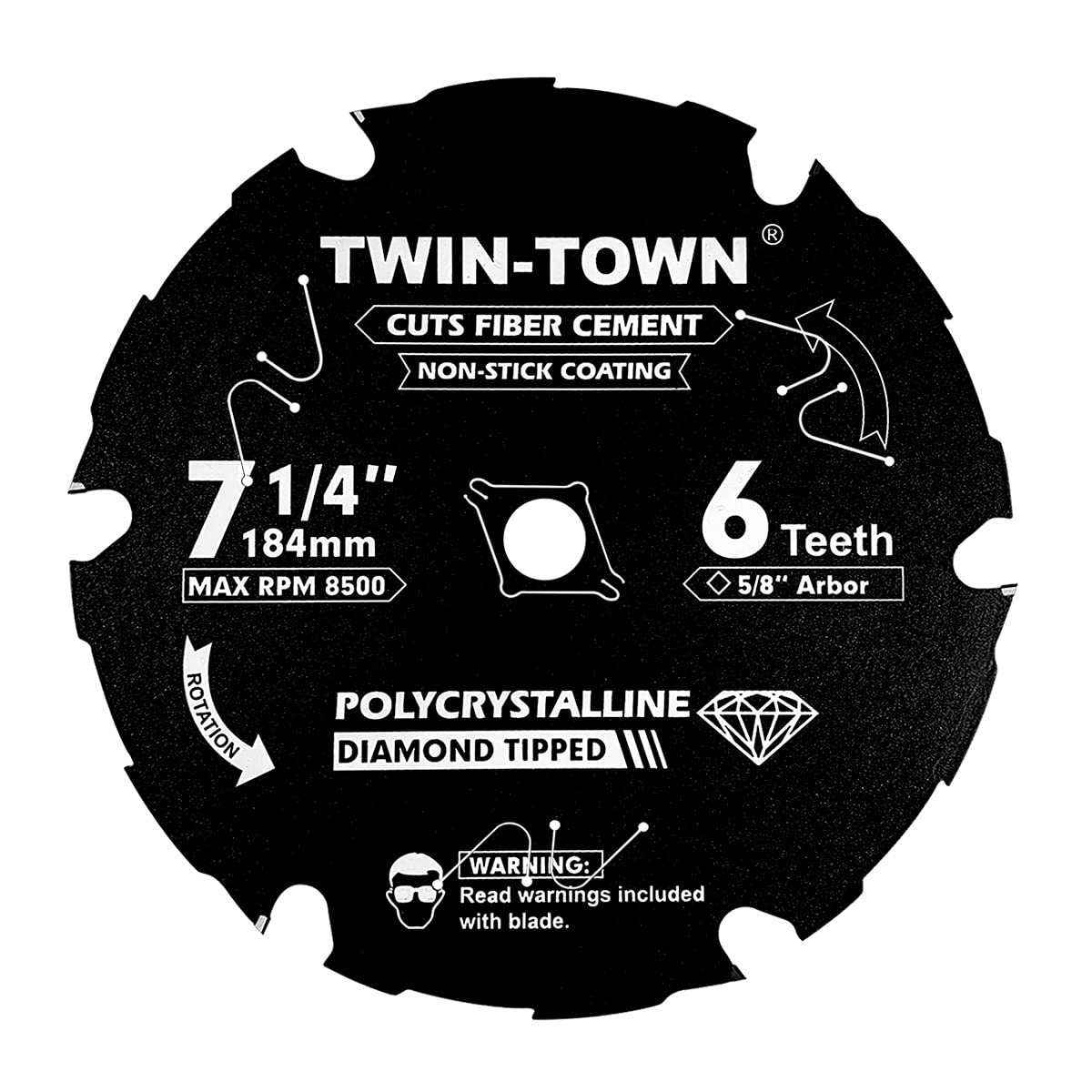 TWIN-TOWN PCD blade 7-1/4 inch six teeth for fast clean cuts