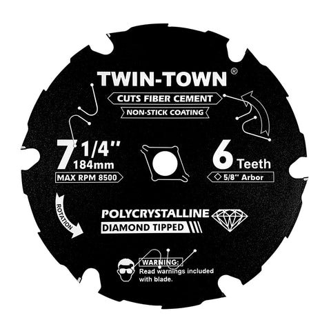 TWIN-TOWN PCD blade 7-1/4 inch six teeth for fast clean cuts