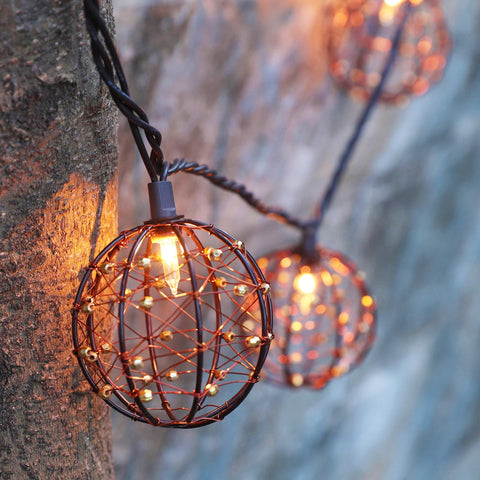 TWINKVILLA beaded copper wire ball lantern light for garden decor and ambiance