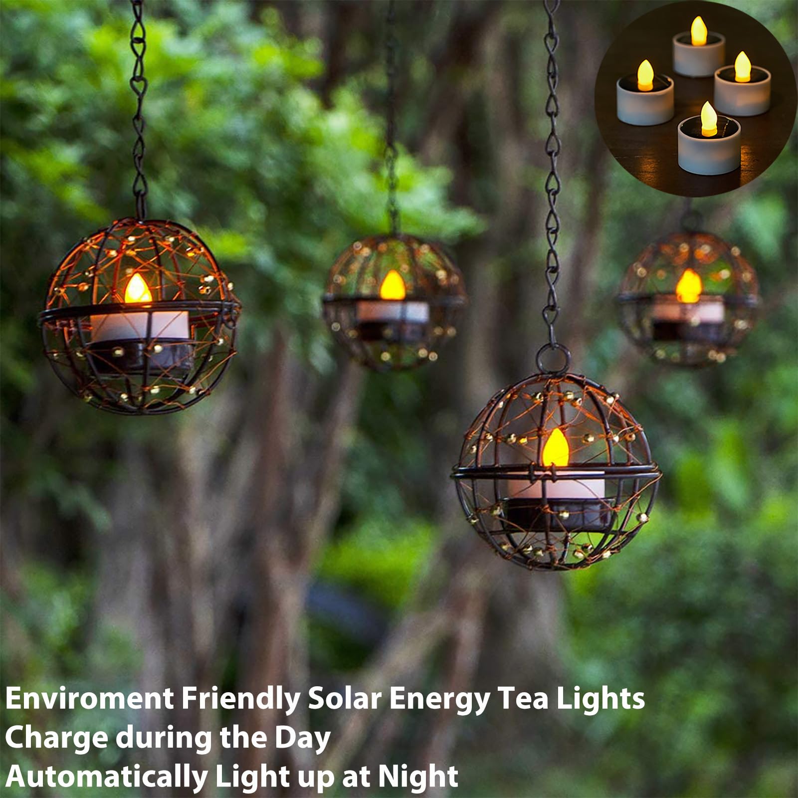 TWINKVILLA beaded copper wire ball holder adds whimsical sparkle to trees or fences.