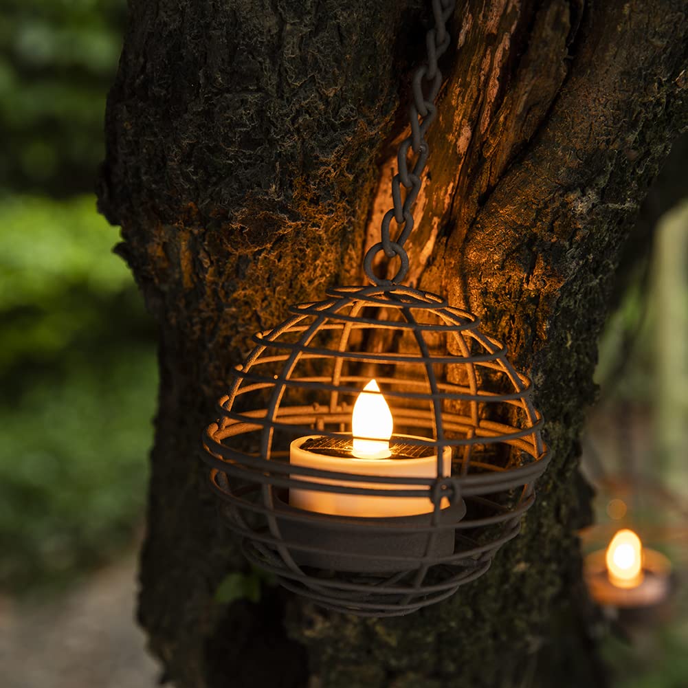 TWINKVILLA rust iron ball candle holder suitable for garden lighting