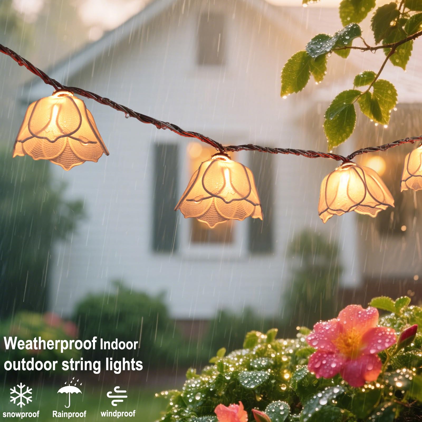 TWINKVILLA shatterproof floral covers for safe, durable decorative lighting