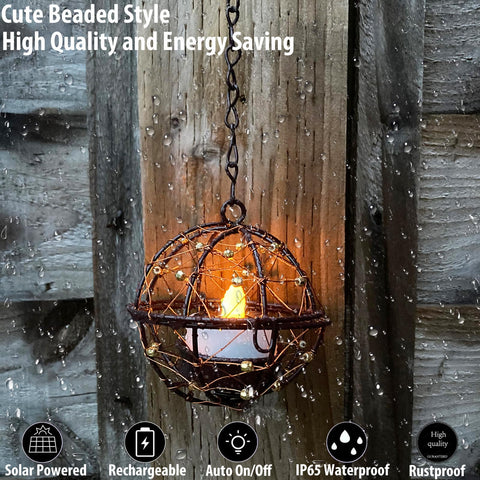 TWINKVILLA solar powered lantern auto-illuminates at night for eco-friendly ambience.