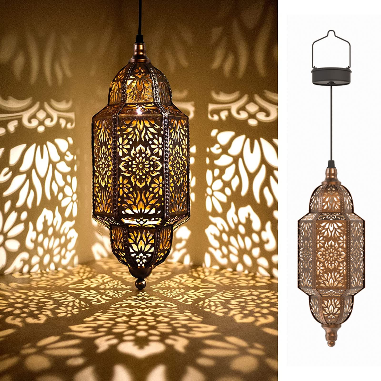 Twinkya gold Moroccan lanterns glow softly along outdoor walkways for ambiance.