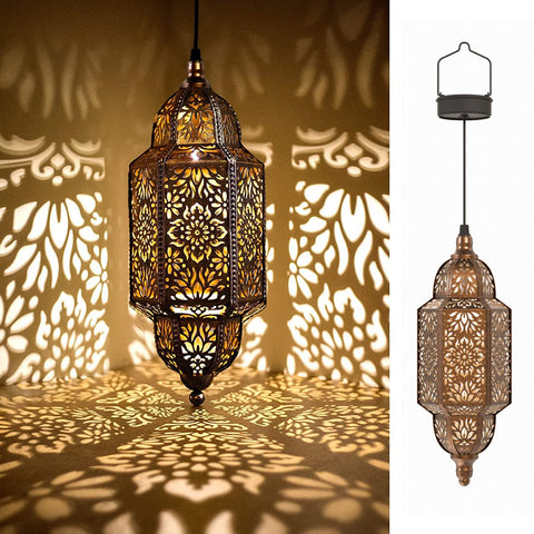 Twinkya gold Moroccan lanterns glow softly along outdoor walkways for ambiance.