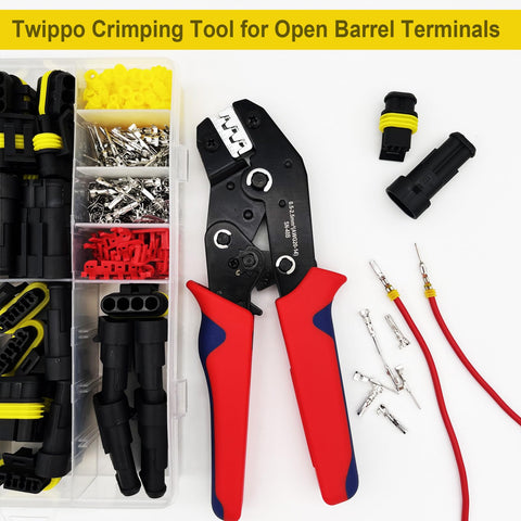 Twippo crimping tool – packaged for 20-14 AWG with ratchet mechanism.