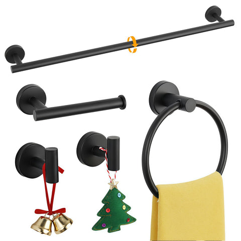 TWIROBT 24-inch towel bar in matte black adds a contemporary storage accent.