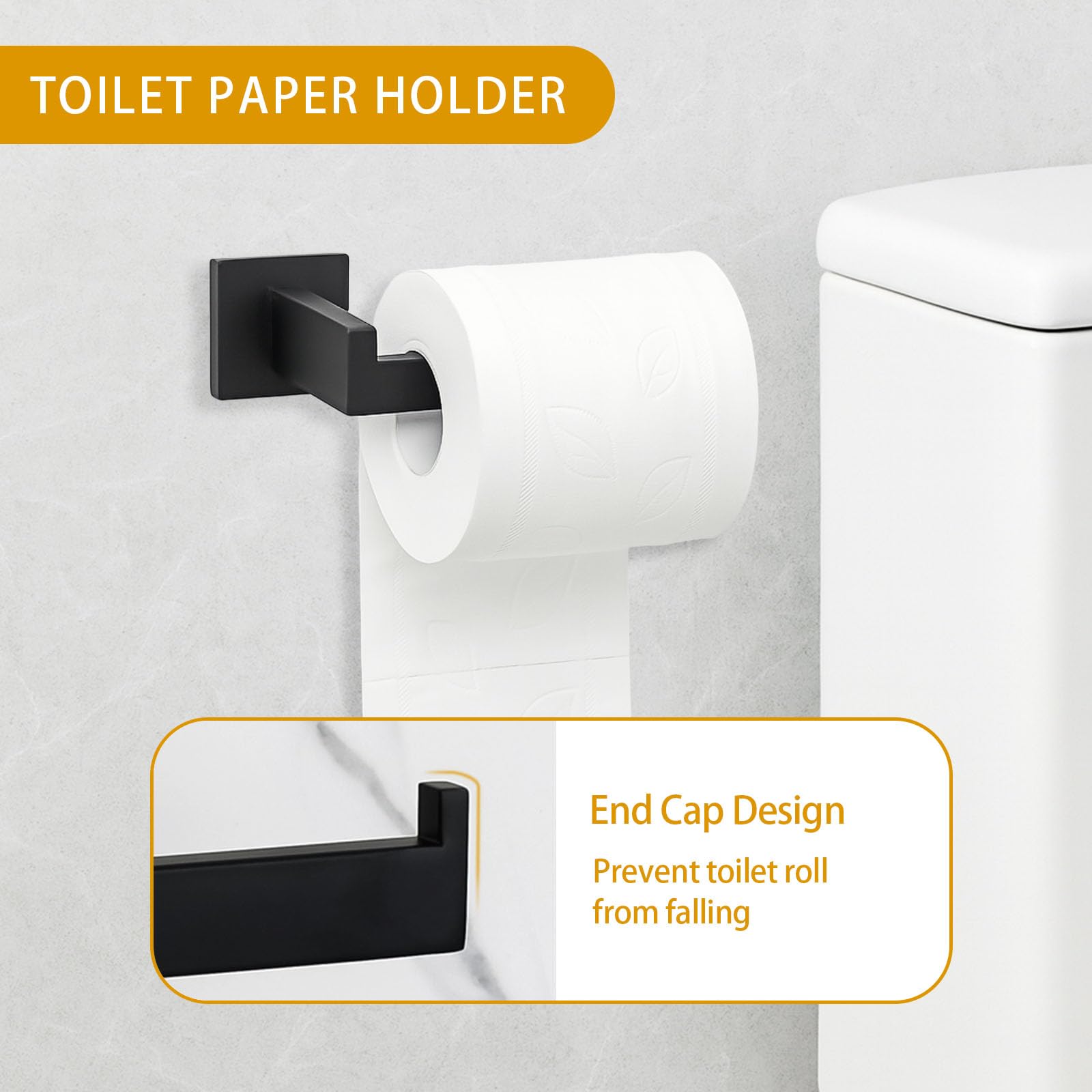 Twirobt coordinated bathroom set in matte black complements diverse styles.