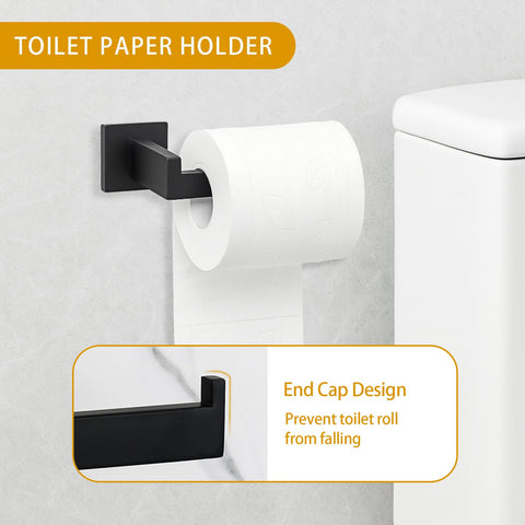 Twirobt coordinated bathroom set in matte black complements diverse styles.