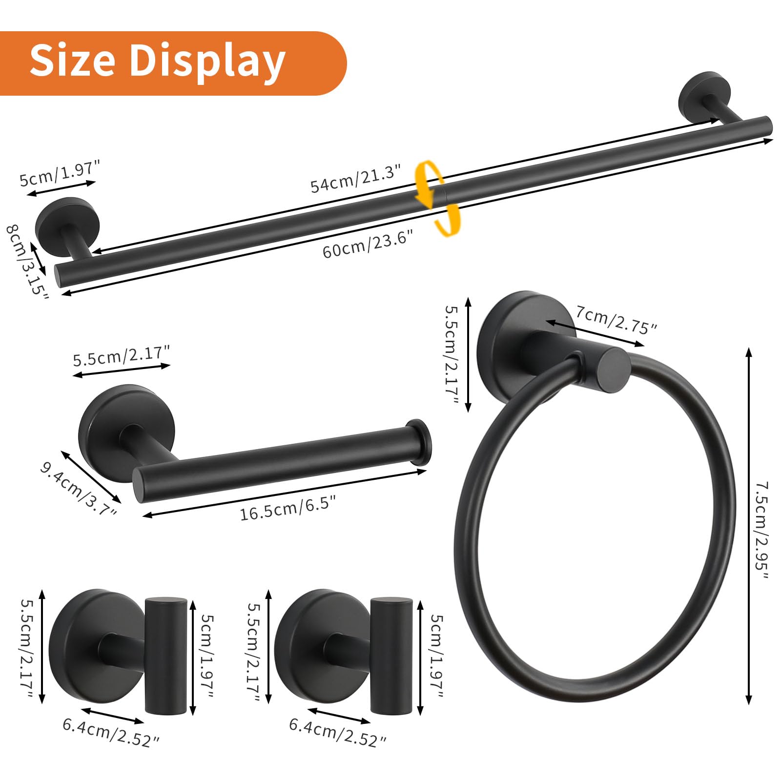 TWIROBT toilet paper holder with sleek matte black finish.