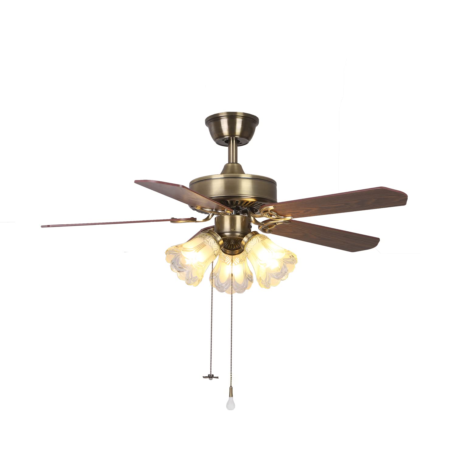 TWLITE 42-inch ceiling fan with pull-chain base for retro living spaces
