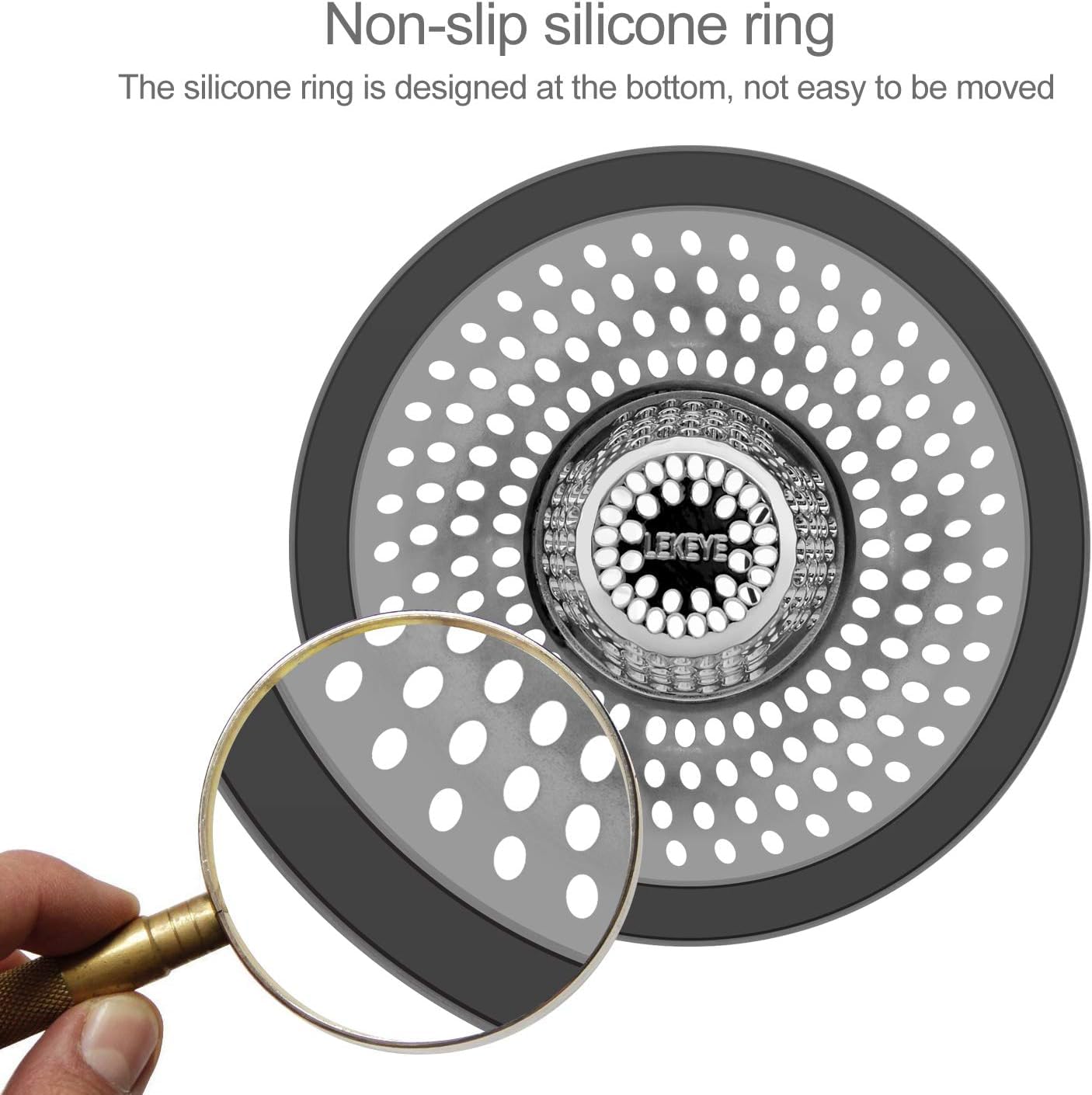 Two-Part Drain Hair Catcher displayed in assembled form for simple cleaning.