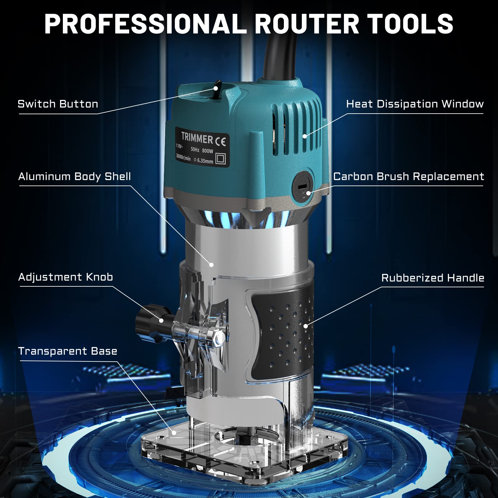 TwoWin router tool powered by 800W at 110V for strong performance