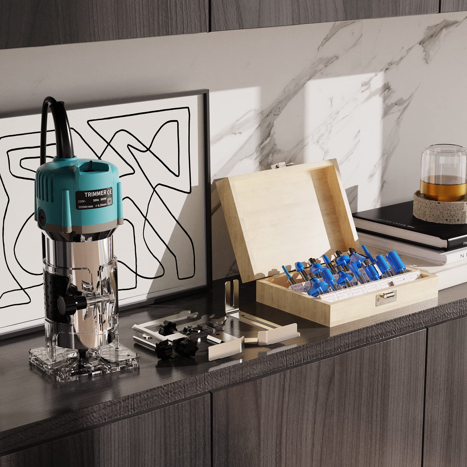 TwoWin router tool accessories pack with guides and wrenches