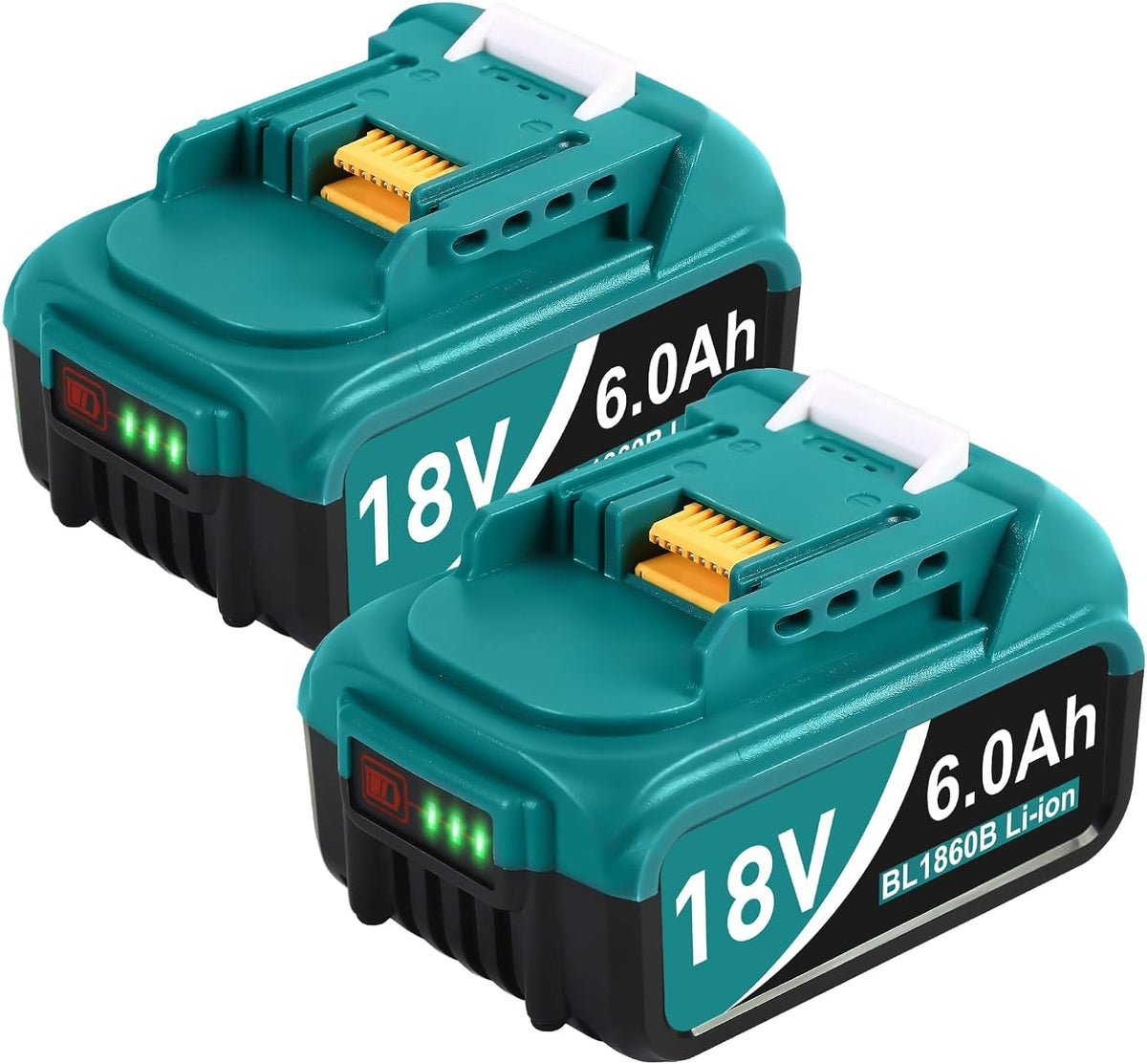 Twupixy 6.0Ah 18V replacement battery for Makita with LED indicator for quick status check
