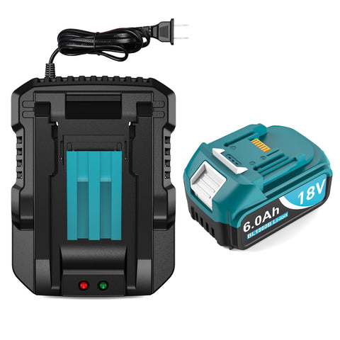 Twupixy 6000mAh 18V battery front view for extended runtime on Makita tools.